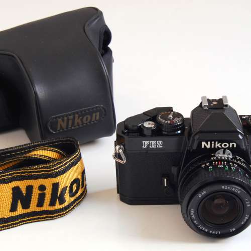 Nikon FE2 Black Body 蜂巢快門 with Rokinon 28mm f2.8 MC AI 一套出讓