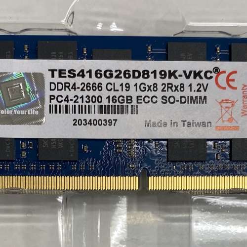 v-Color DDR4 2666 16GB ECC SO-DIMM Ram