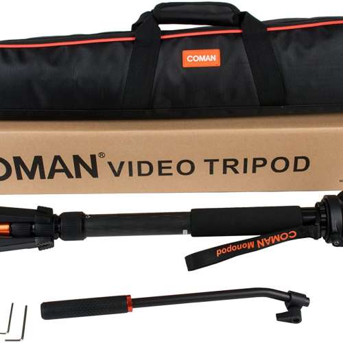 COMAN KX3535 Carbon Fiber Tripod Video Monopod with Fluid Pan Head Set (腳架...