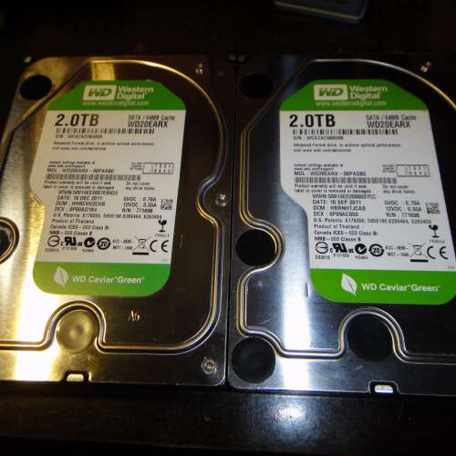 WD 綠色盆 2TB 3.5吋硬碟 兩隻