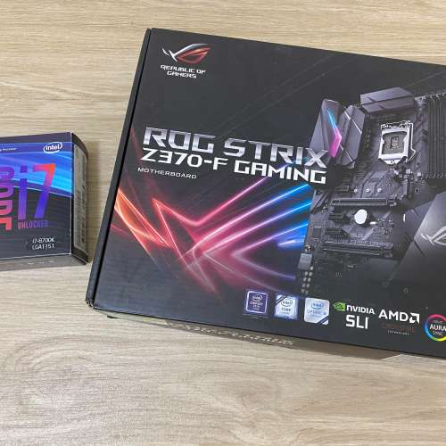 ASUS ROG Strix Z370F 主機板 + Intel® Core™ i7-8700K Processor  (行貨有單盒有...