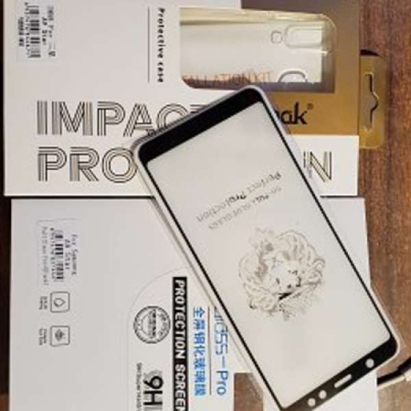 IMAK Samsung A8 star 全屏吸附玻璃貼 + 透明手機保護套