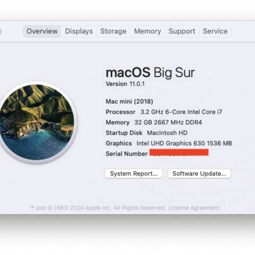 Mac Mini 2018 / 6 Core i7 3.2GHz / 32GB Ram / 1TB SSD