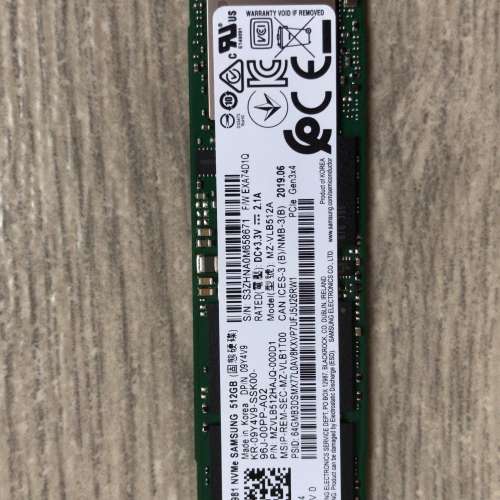 全新未使用過拆機Samsung 512G  MZ-VLB512A PCI-E NVME SSD