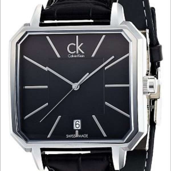 Swiss Made Calvin Klein Quartz Watch CK 全新 皮帶石英手錶 銀鋼黑面 new with box