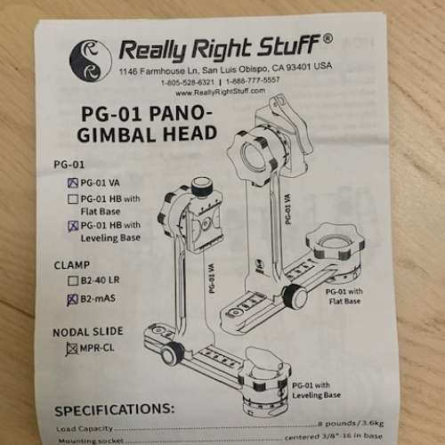 RRS PG-01 Compact Pano - Gimbal Head with Nodal Slide