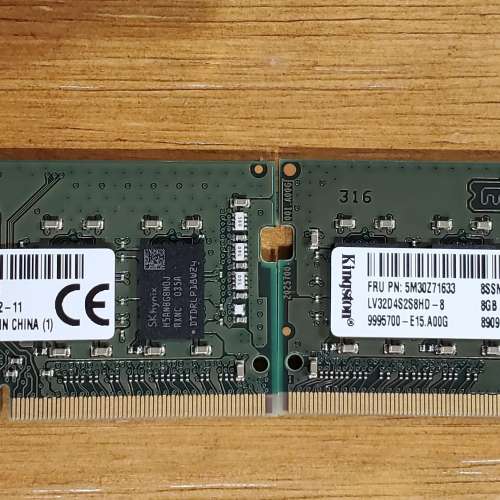 Kingston 8GB SODIMM DDR4 3200 RAM 兩條 全新Lenovo R7000P拆機件