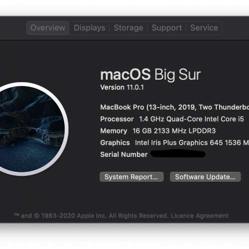 Macbook Pro 13 Late 2019 16g ram