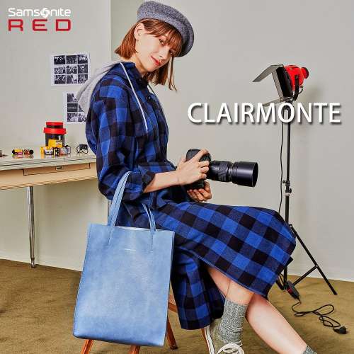 100%全新 Samsonite RED CLAIRMONTE 時尚皮革托特袋(淺藍)