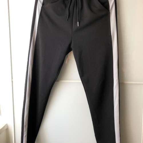 運動褲 束腳 白邊 白間 彈性 九分  jogger pants