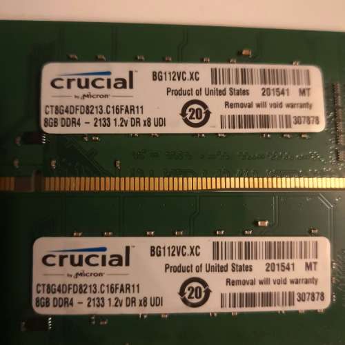 Crucial 8GB DD4 2133 RAM X 2