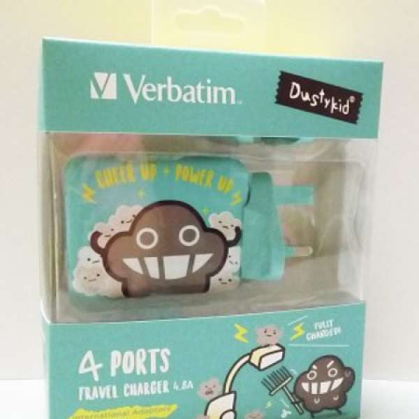 Verbatim™ x Dustykid 4 Ports 旅行用 USB 充電器 (藍色)(全新)