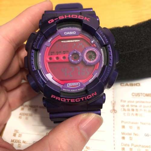 二手 G-SHOCK 手錶 GD-100SC-6DR 紫色 CASIO PURPLE 連鐵盒