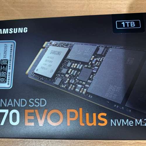 Samsung M.2 970 EVO Plus 1TB 2280 NVMe SSD 全新未開封，盈姿5年保