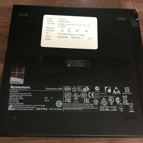Lenovo M93P Tiny PC i5 8G 120GB SSD 迷你袖珍主機1公升電腦