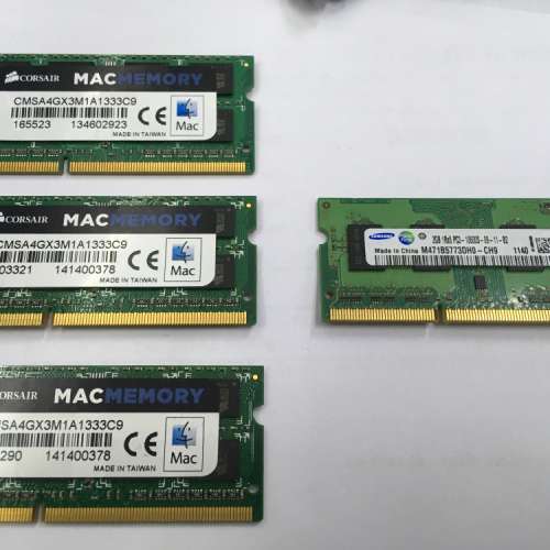 Corsair Mac 4GB DDR3-1333 SODIMM x 3 + Samsung Mac 2GB DDR3-1333 SODIMM x 1