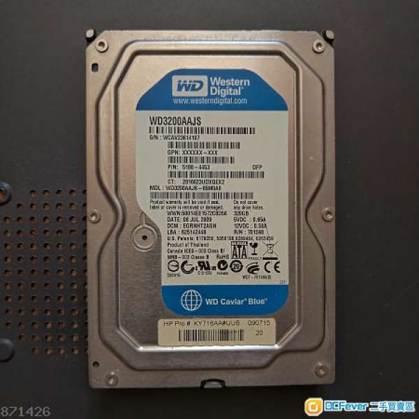 WD 3.5" SATA 320GB 藍色 (有壞磁區)