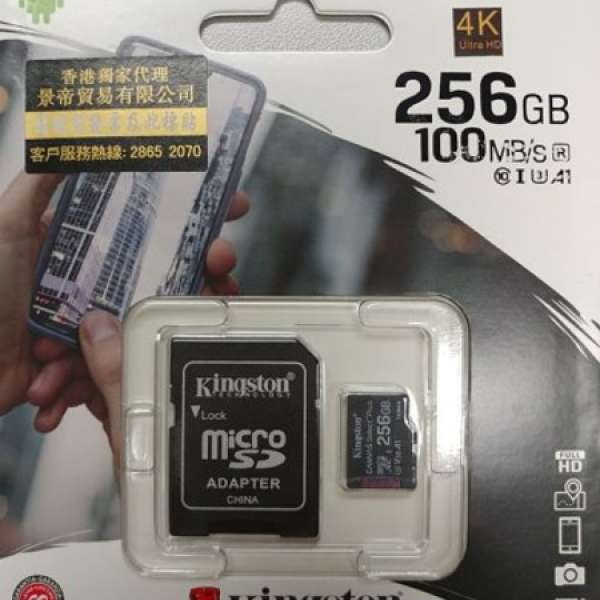 Kingston microSD 256GB CARD with Adaptor 100MB/s