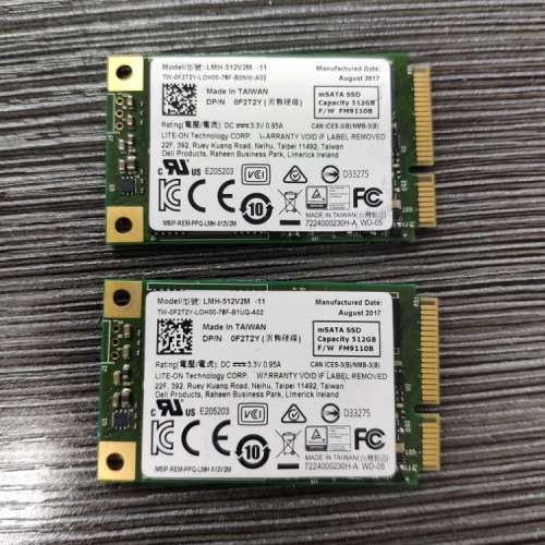 Lite-On LMH-512V2M-11 512G mSATA Mini PCIe MLC SSD / Dell PN 0F2T2Y