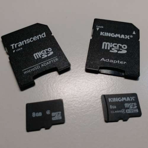 Micro SD card 8GB 兩張 (連 Transcend & KingMax Adapter)