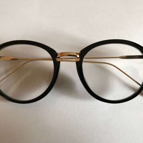 (防飛沫平光眼鏡)鍍金黑金色梨形眼鏡(A5)