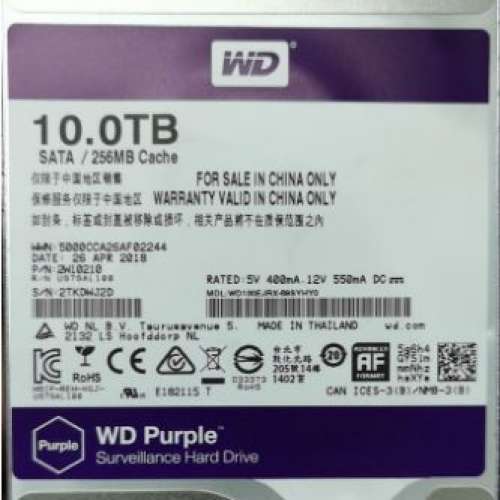 100% work 紫色WD 10TB  HDD