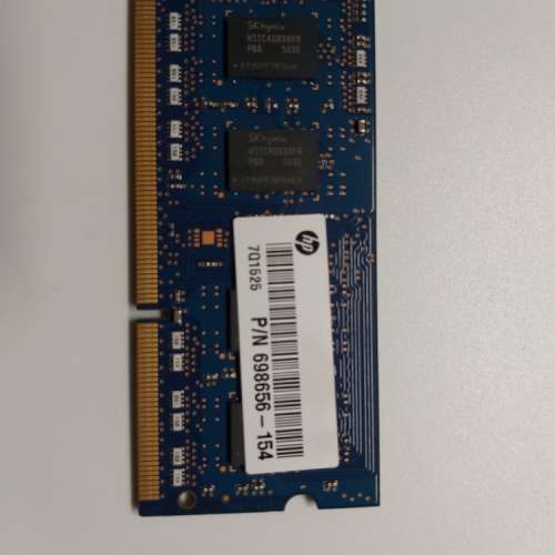 SK hynix DDR3L 4GB 1600MHz 12800S 低電壓Notebook RAM  (HP廠機拆下)