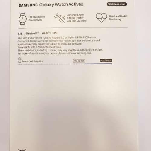 三星 Galaxy Watch Active 2 黑色 不銹鋼 44mm LTE E-sim