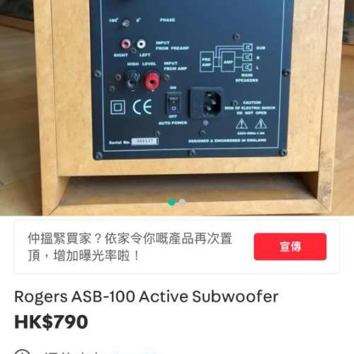 英國 Roger Subwoofer ASB-100