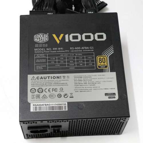 真相實圖無塵靚仔齊線性能良好Cooler Master V1000 80+火牛包試(無盒)