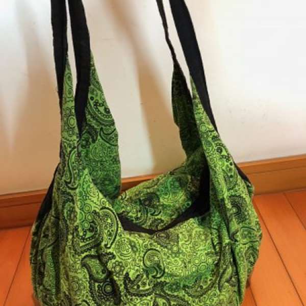 泰國 文青 手作 民族 風 包 手挽 布 面 20L 大 袋 99% 新 new Thai hand made bag ...