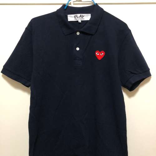 Comme des Garçons polo shirt(深藍，紅心）