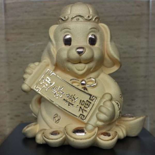 9 Justgold 24k Gold Plated 渣打保誠限量金狗座枱擺設