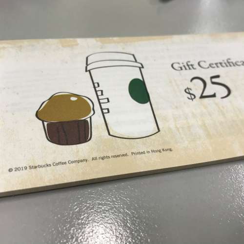 Starbucks $25現金券 現售$20一張