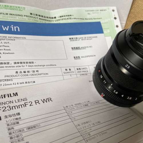FUJINON LENS XF23mmF2 R WR fujifilm 99% new