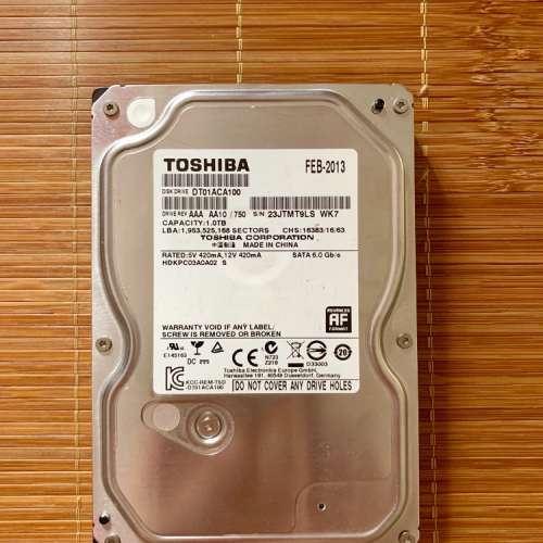 Toshiba 3.5吋 1T HDD