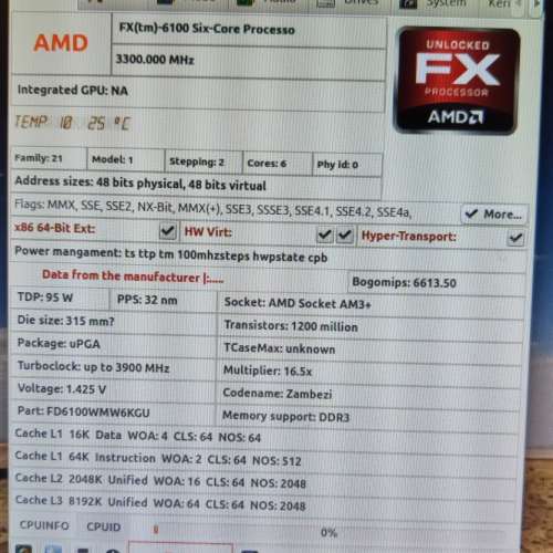 AMD FX-6100 6 cores CPU 連原裝散熱