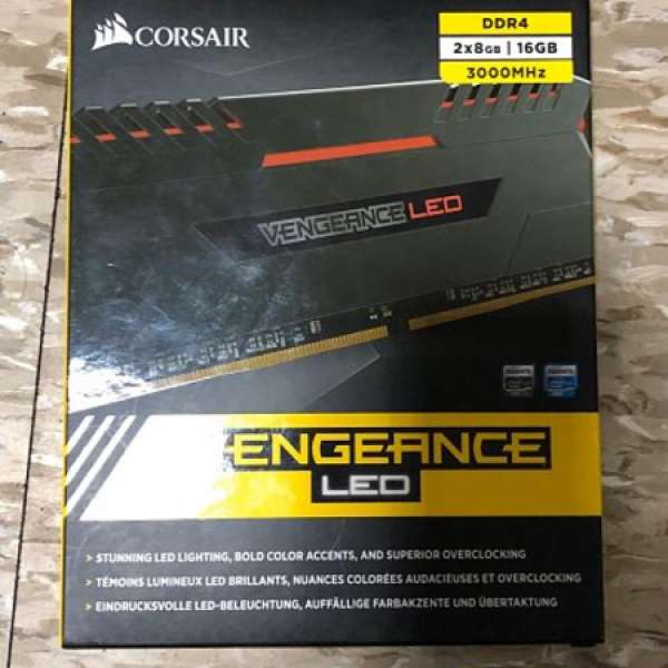 <代售> VENGEANCE LED 16GB (2 x 8GB) DDR4 DRAM 3000MHz 行貨