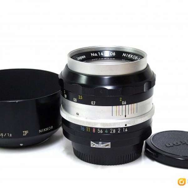 Nikon Nikkor-S Auto 5.8cm f1.4 + 大F 55mm F1.2 遮光罩