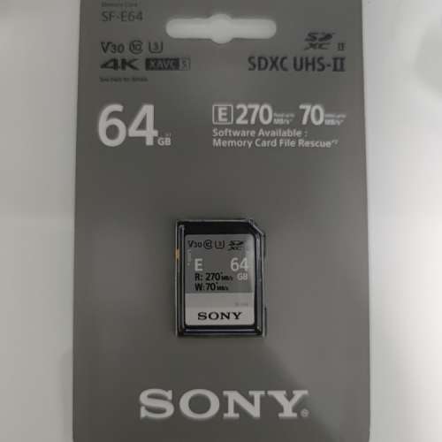 全新未開封64GB Sony SF-E64 SDXC UHS-II