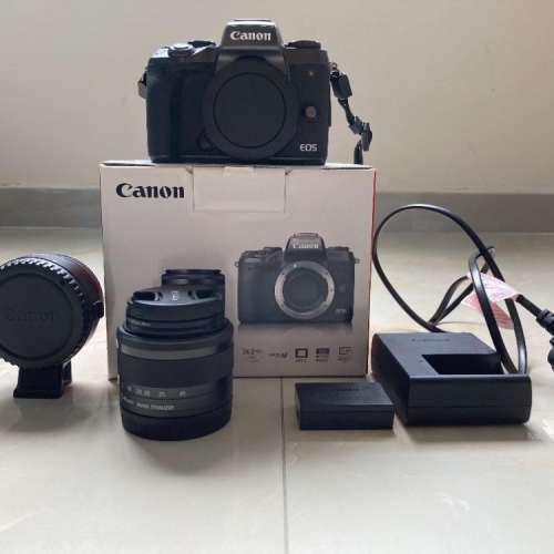 Canon EOS M5 + EF-M15-45mm f/3.5-6.3 IS STM 包相機帶及鏡頭轉接器 EF-EOS  連一...