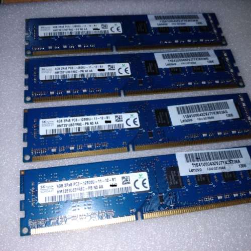 SK hynix DDR3-1600 4GB x 2 Desktop Ram (Lenovo廠機卸下) 新淨100%work
