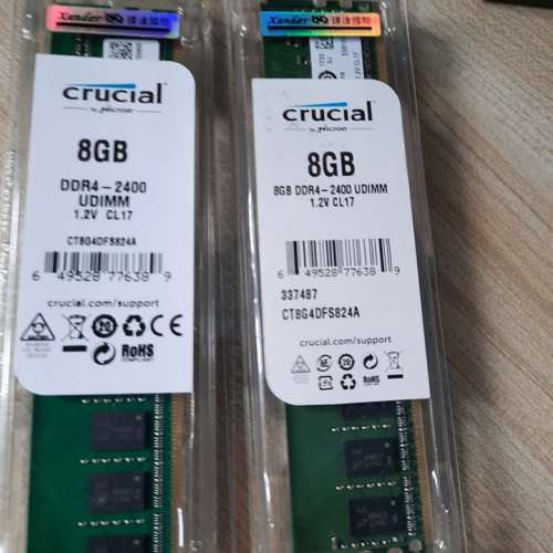 Crucial 8GB ram DDR4-2400 兩條
