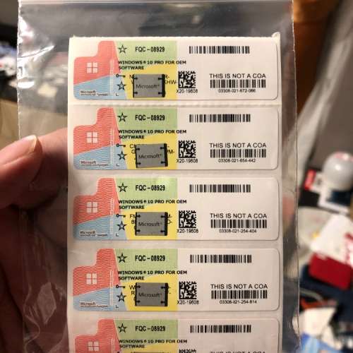 Windows 10 pro key OEM 標籤貼紙連正版金錀(只有5套)