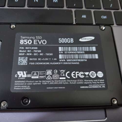 2.5吋 Samsung 850 EVO SSD Hard Disk 500G DSD 中文歌