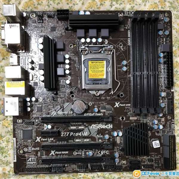 Asrock Z77 Pro4-M Intel Z77 HDMI 底板 (Bios Updated, 有原裝背片)