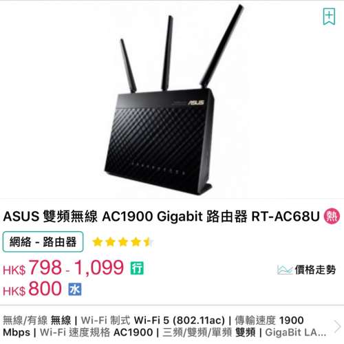 ASUS Router AC68U 全新 漢科保