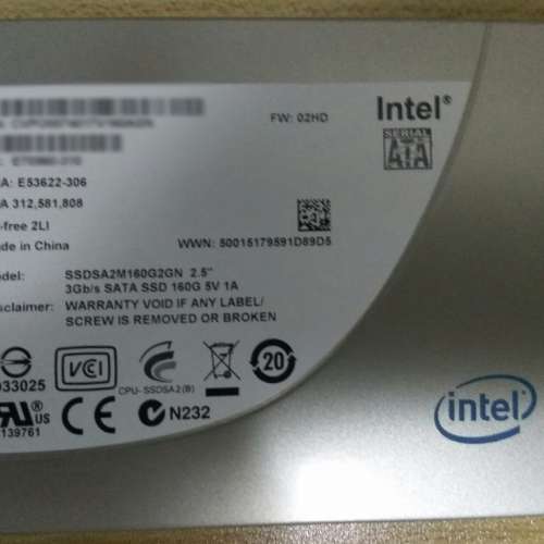 99% NEW Intel 160GB SSD