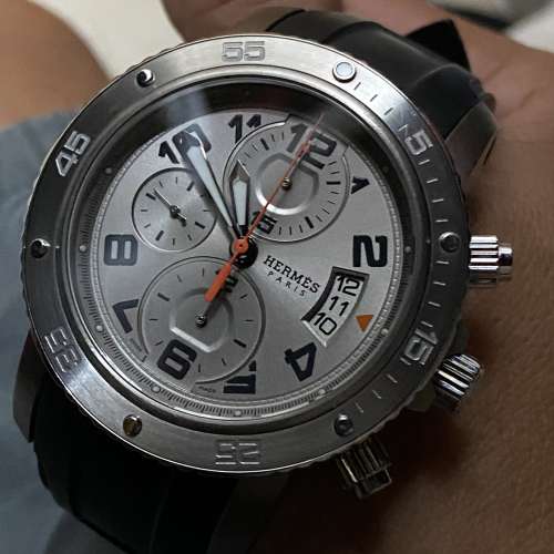 HERMES AUTOMATIC CHRONOGRAPH STAINLESS STEEL 100% real 100% good function