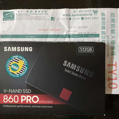 全新 三星 860pro SATA SSD 512G